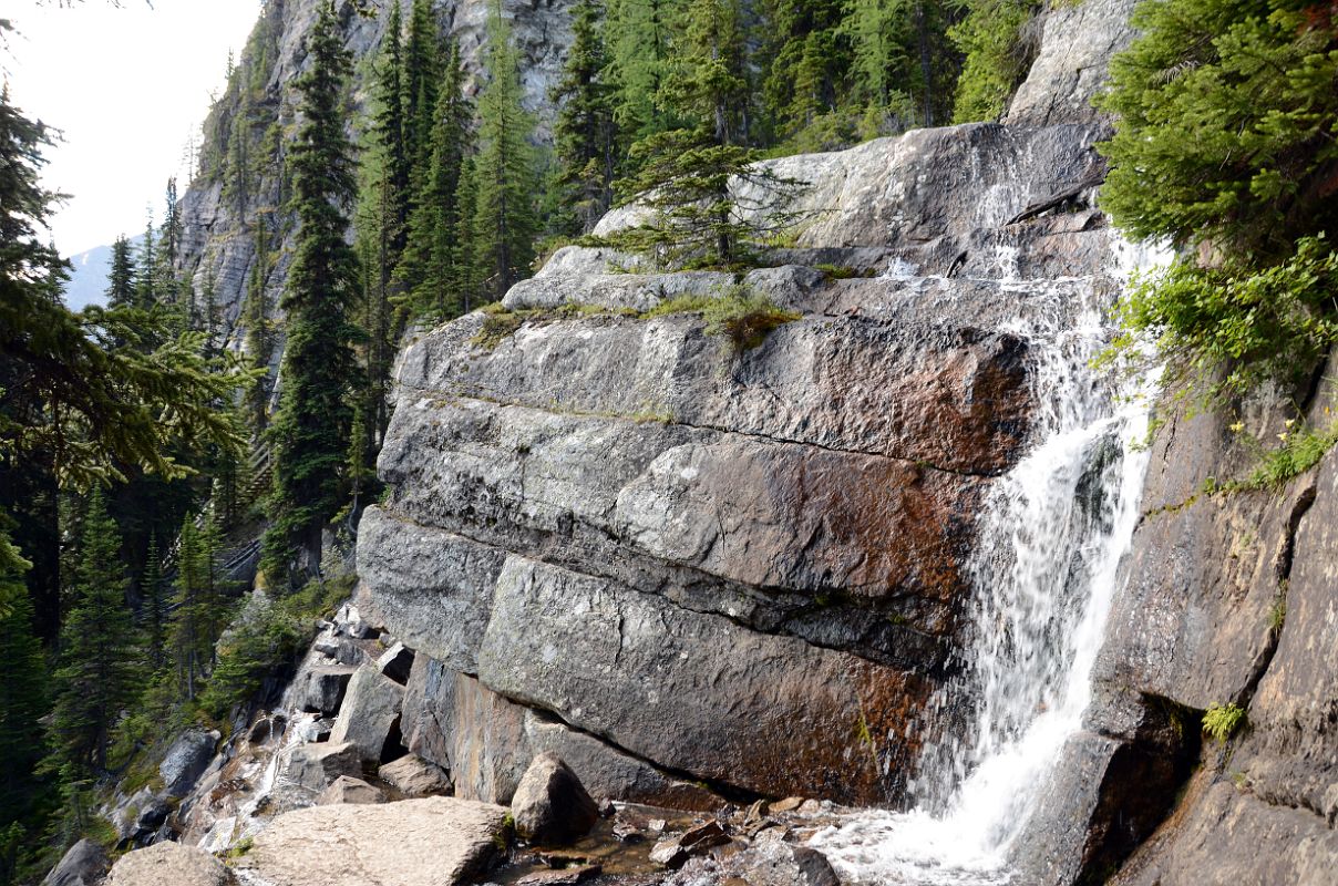 06 Waterfall Coming From Lake Agnes At Lake Louise